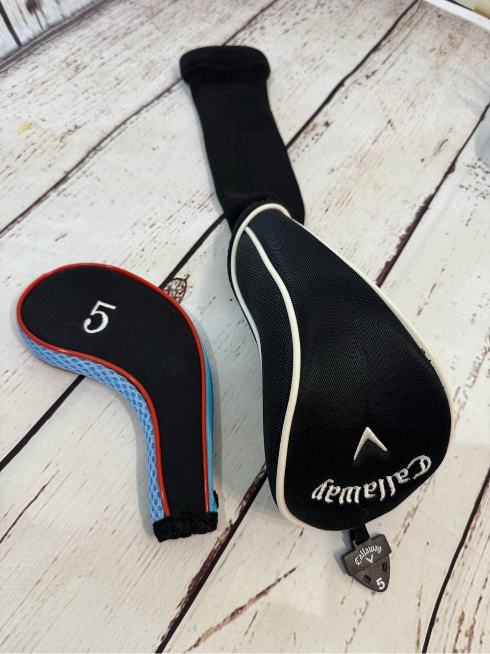 Callaway 5 Wood Black Golf Club Head Cover and Generic 5 Iron Head Cover